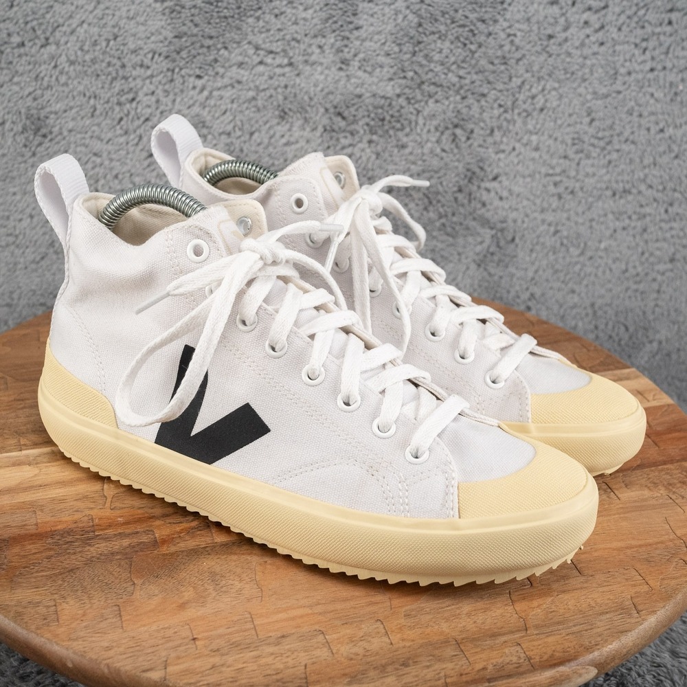 Veja Nova High‎ Top Women's Size 8 Sneakers White Black Canvas